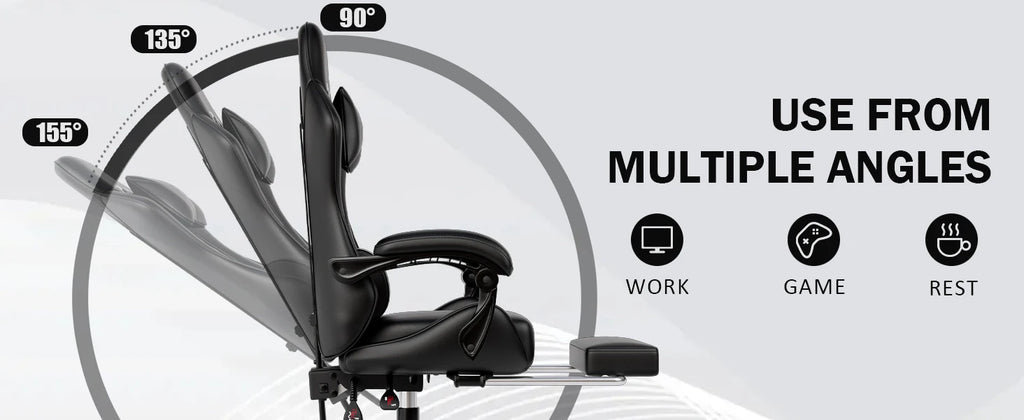 Ergonomic Gaming Chair with Footrest, Racing Style Video Game Chair for Adults, Reclining Gamer Chair Office Chair