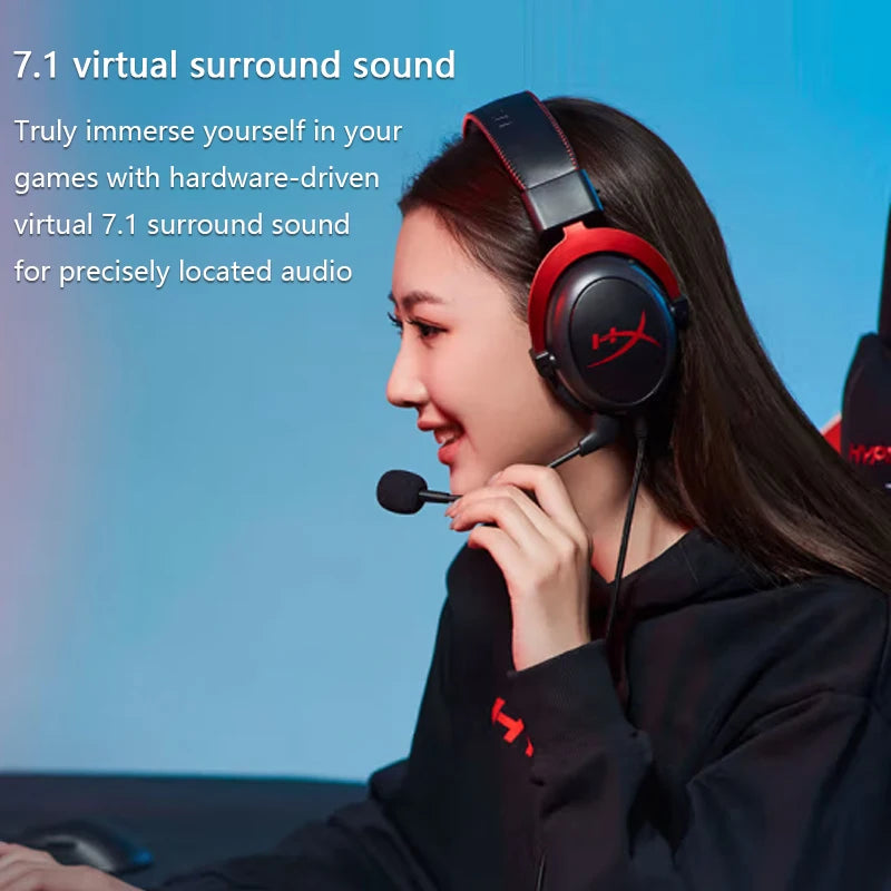 HyperX Cloud II Wired Gaming Headset – Hi-Fi 7.1 Surround Sound, Detachable Mic, USB Sound Card