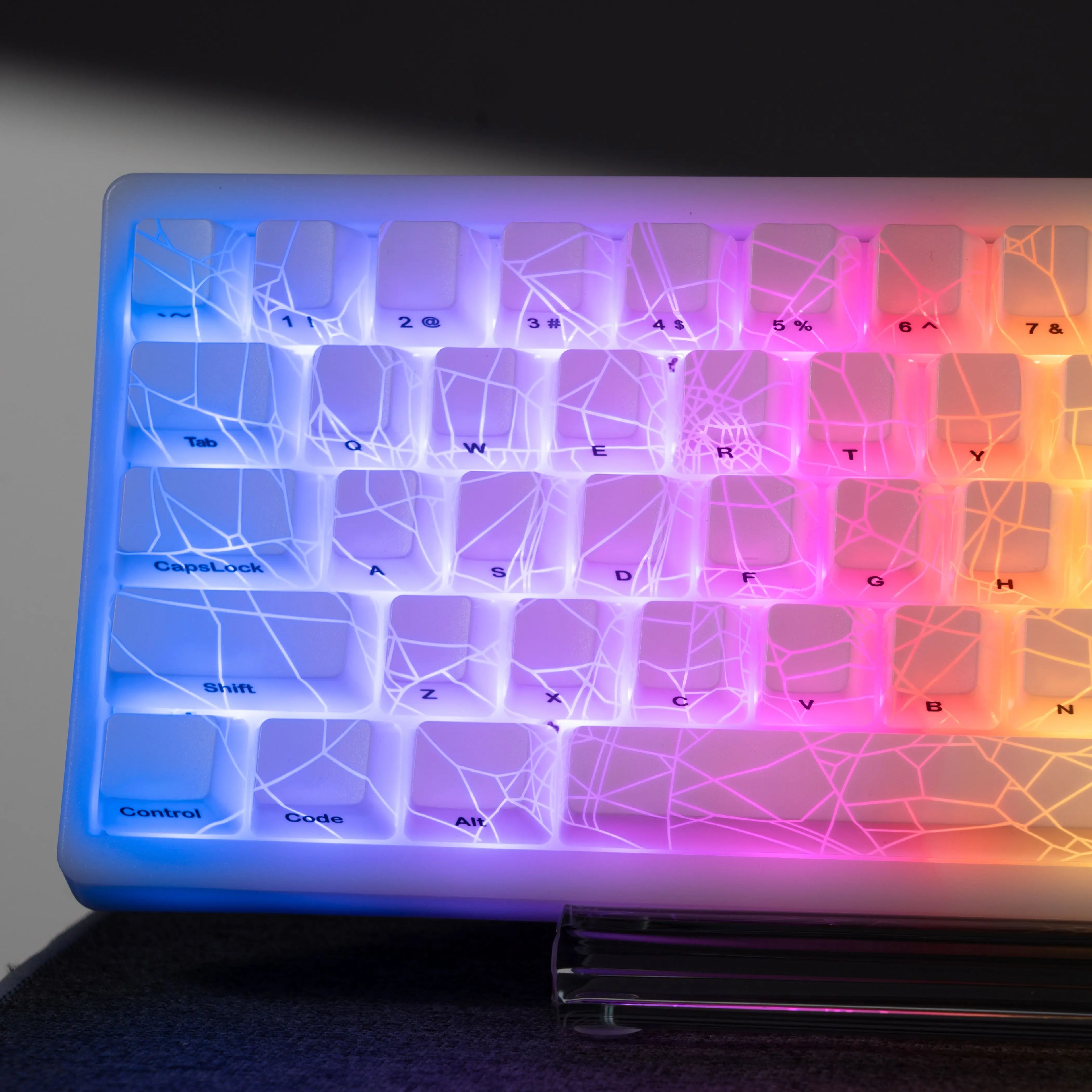 XVX Spider Web Keycaps – OEM Profile, Shine-Through IMD-Tech Keycap Set, 118 Keys, Black Backlight (Keycaps Only)