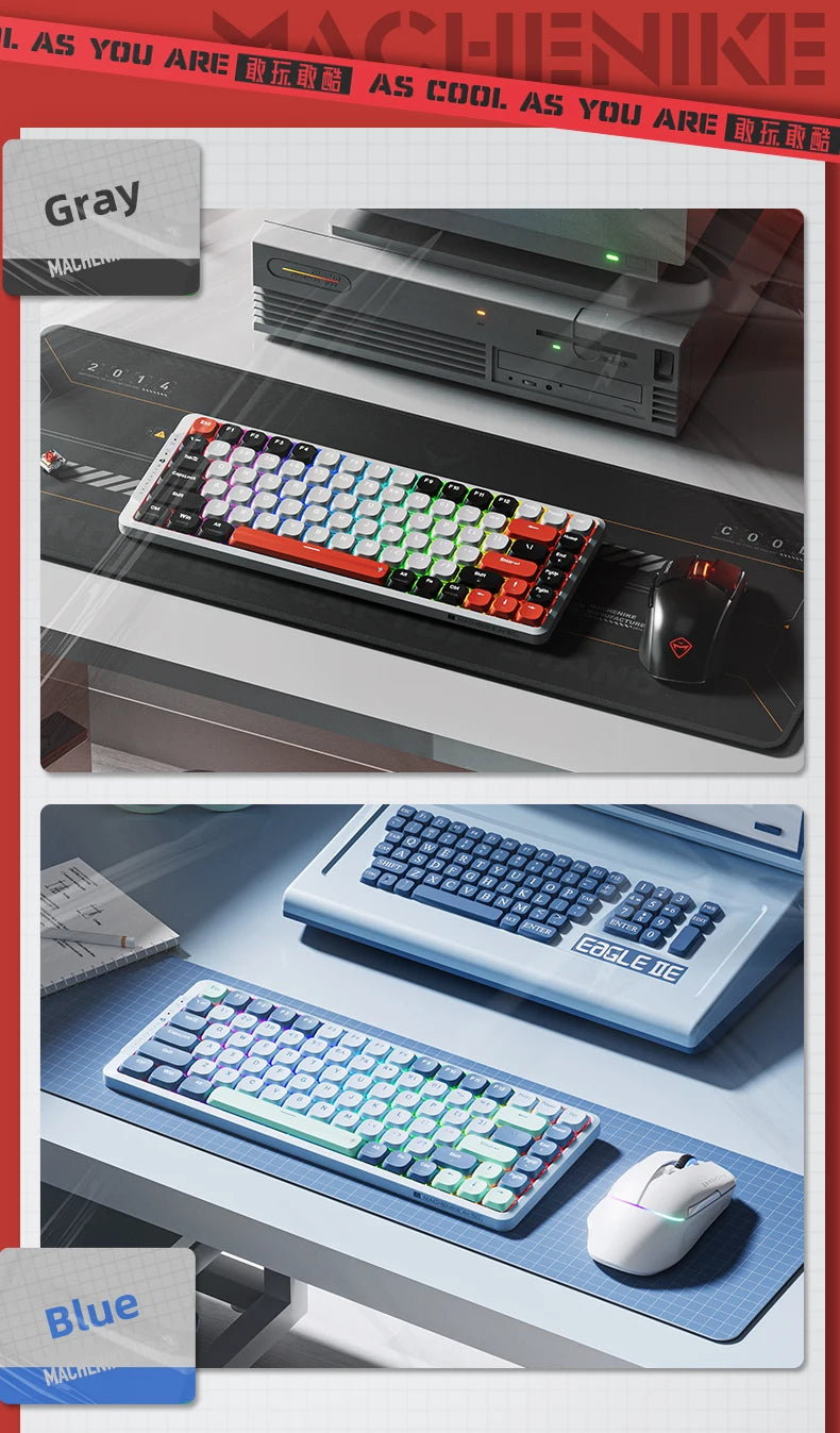 MACHENIKE AIR50 Low-Profile Mechanical Keyboard – 75% Layout, Hot-Swap, RGB Backlit, Tri-Mode, Productivity Keyboard for Laptop & PC