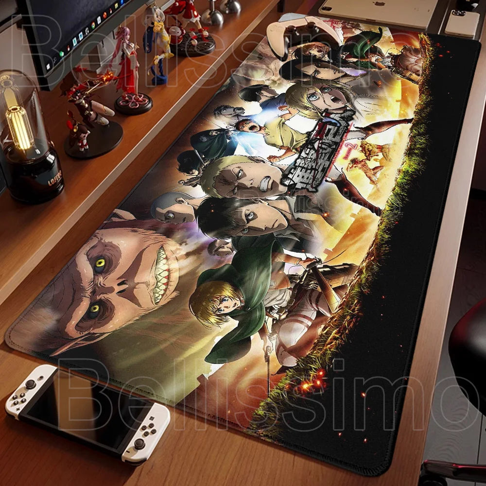 Anime Attack On Titan Mouse Pad Computer Non-slip Gaming Mousepad XXL Locking Edge Game PC Laptop Keyboard Mouse Mat Desk Carpet