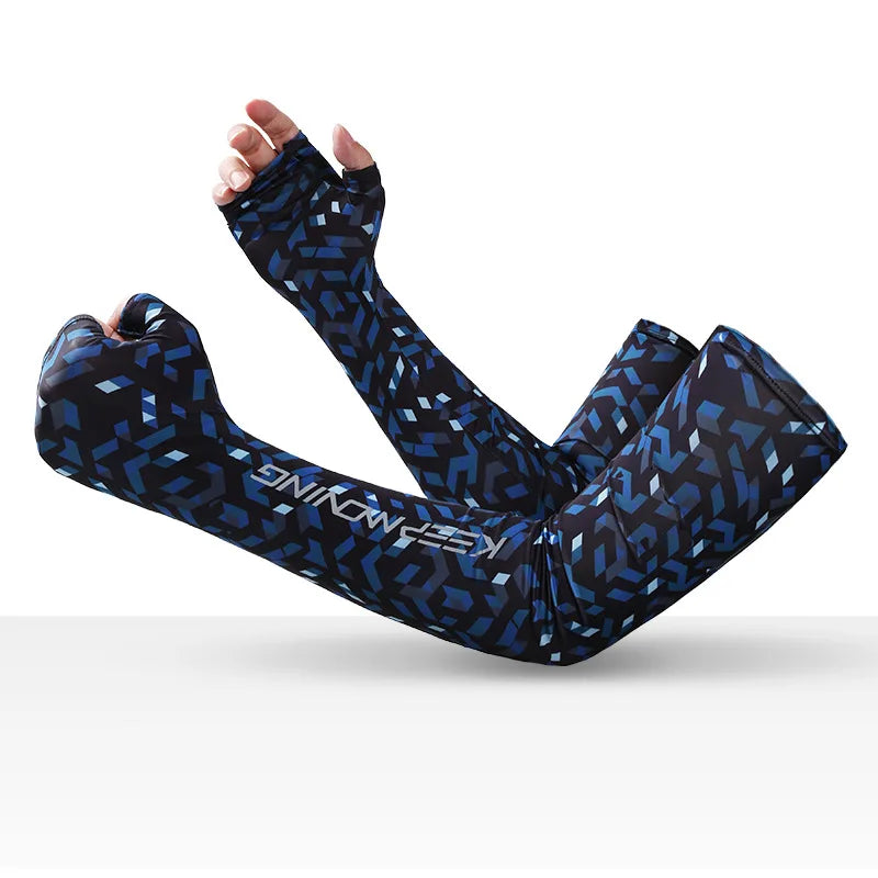 Camouflage Gaming Arm Sleeves for Men & Women – Ice Silk Cooling Fabric, Sweat-Wicking, Anti-Slip Fit for FPS & Competitive Gaming