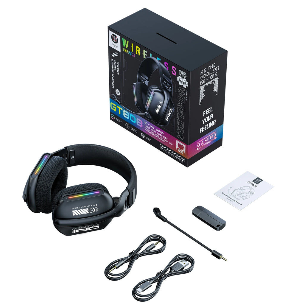 ONIKUMA Wireless Gaming Headset – 2.4G / Bluetooth / Wired, Bendable HD Mic, Soft Ear Pads