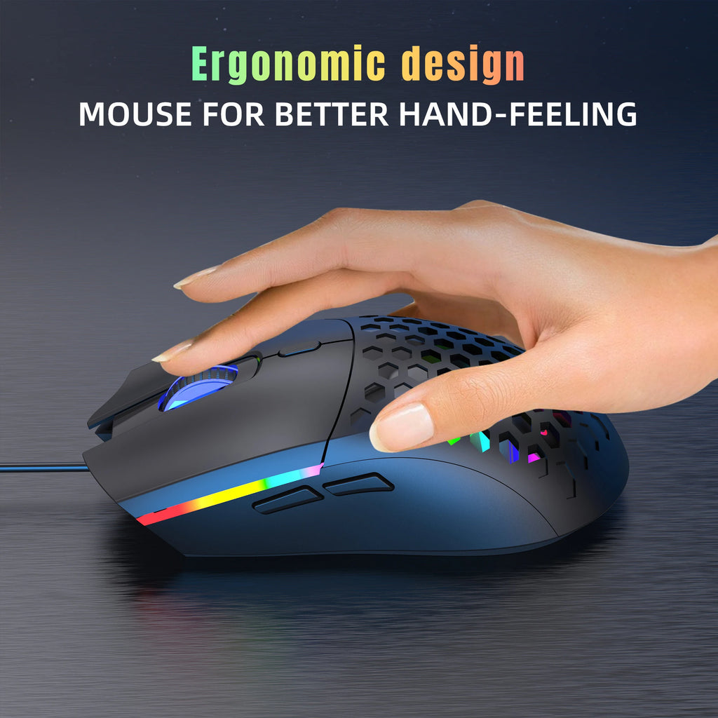 HXSJ S500 Optical Gaming Mouse – Lightweight Ergonomic Design, Wired USB, Plug & Play, for Laptop & Desktop PC