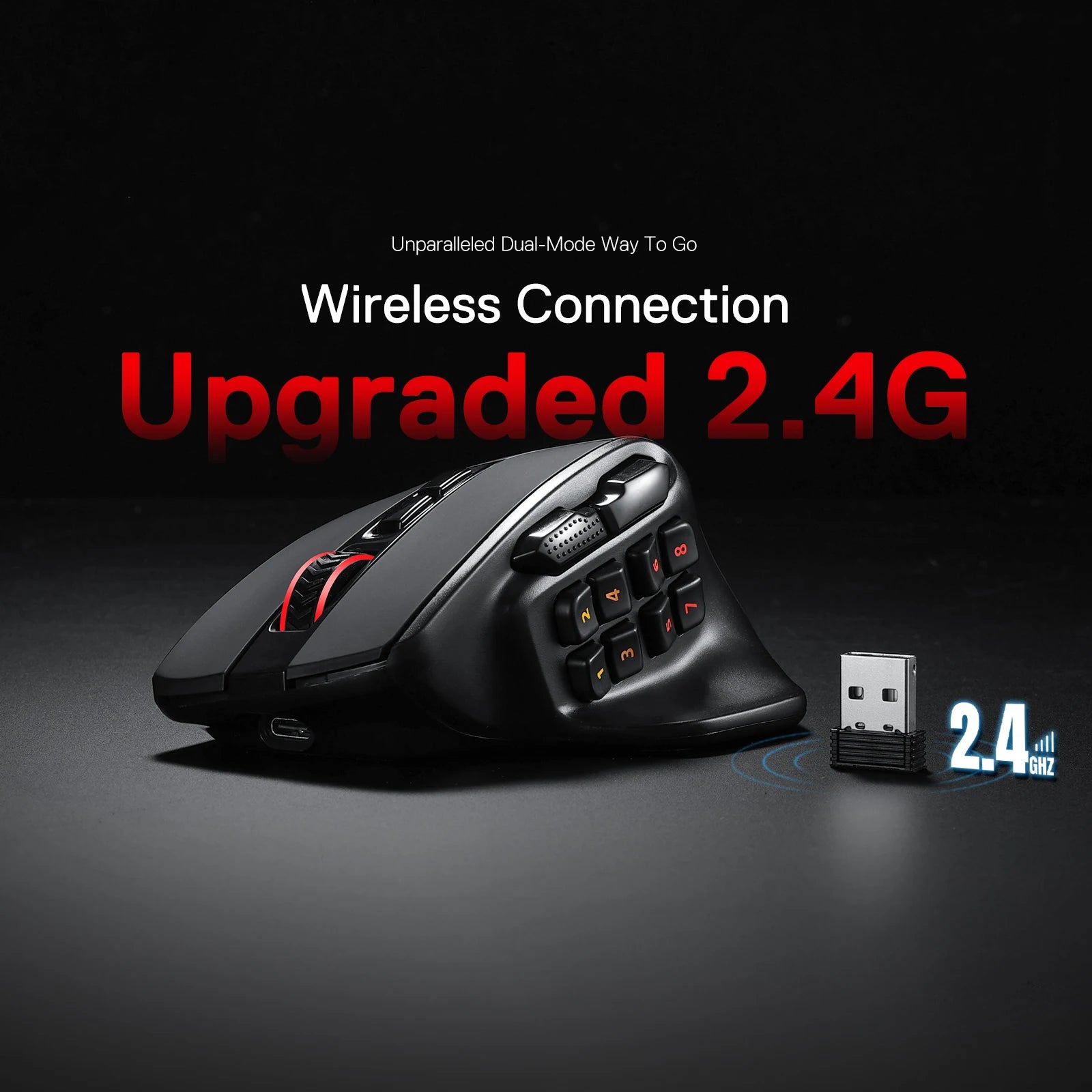 Redragon M811 PRO Wireless MMO Gaming Mouse – RGB Gamer Mouse with 15 Programmable Buttons & 10 Side Macro Keys
