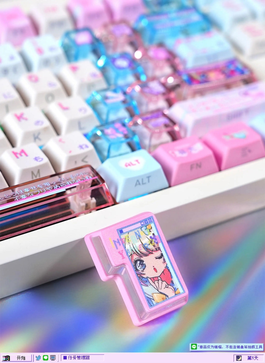 Anime NEEDY Girl Overdose Keycaps – Cute PBT + PC Translucent, Cherry Profile, Custom Keycaps for Mechanical Keyboard Gaming Gifts