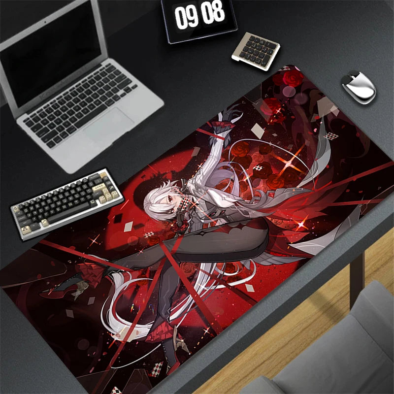 Genshin Impact Arlecchino Mouse Pad Anime Cartoon Girl Keyboard Rug PC Gaming Accessories Mousepad Laptop Speed Desk Mat Carpet