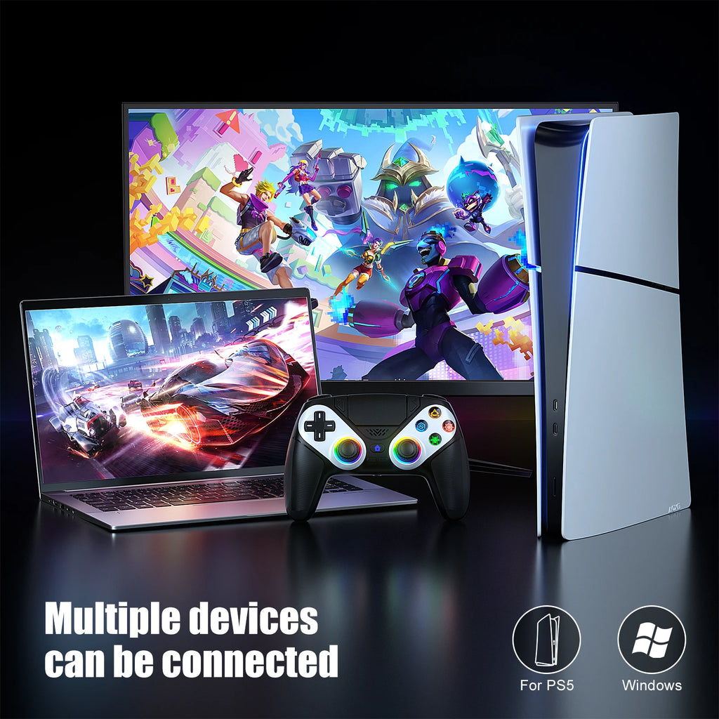 Controller for PS5/Playstion 5 Pro/Slim/PC Wireless Gamepad Hall Effect Trigger RGB Turbo Vibration Programmable Button Joystick