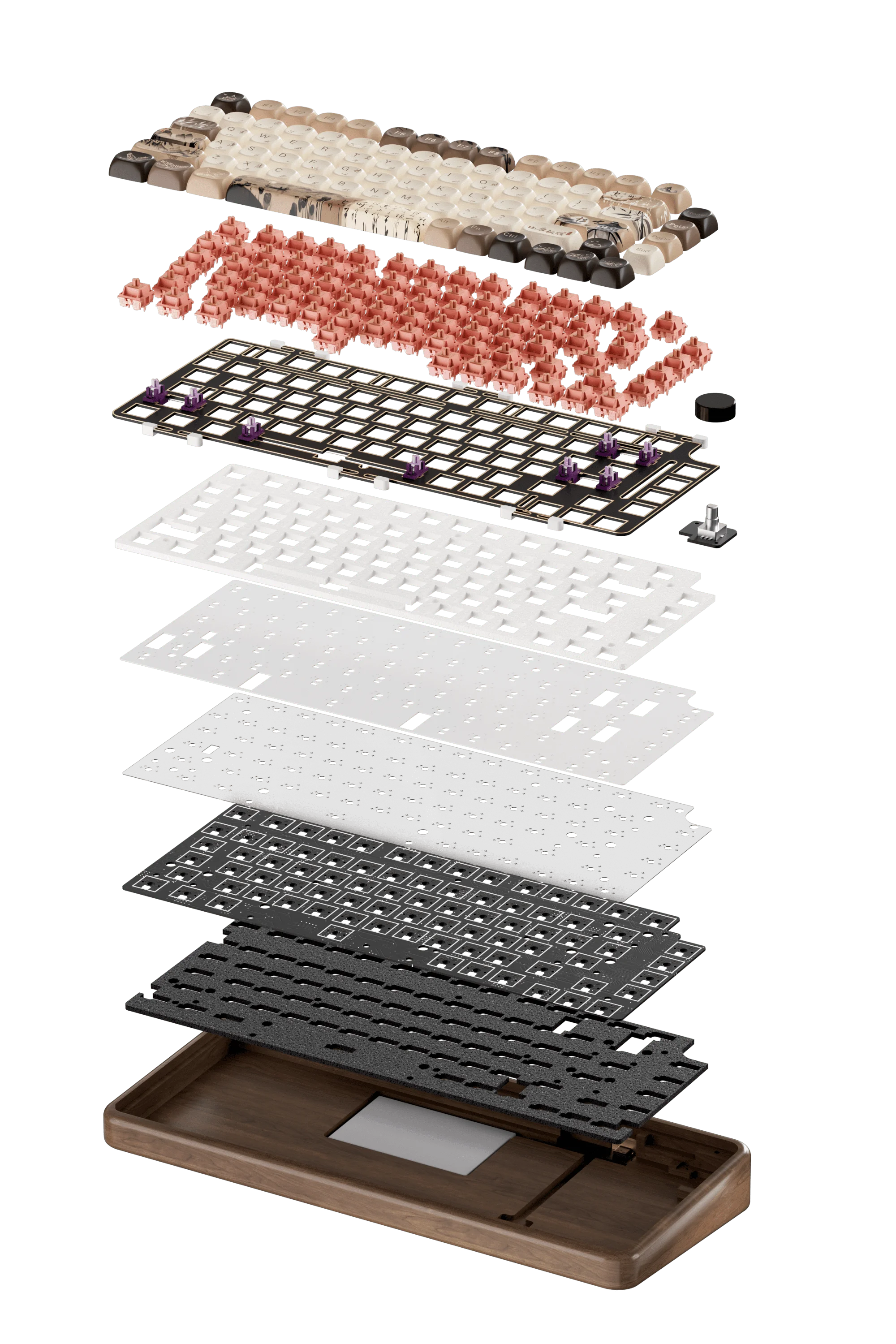 Akko MU02 Mountain Seclusion Mechanical Keyboard – 75%, Wooden Case, RGB, Hot-Swappable, BT 5.0 / 2.4G Wireless / Type-C Wired