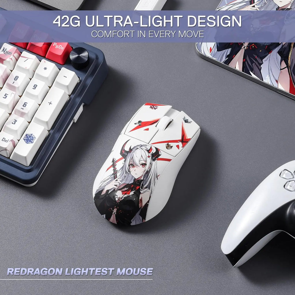 Redragon M916AK PRO Anime Edition Gaming Mouse – 3-Mode Wireless, 42g Ultra-Light, 26K DPI, Fully Programmable Buttons