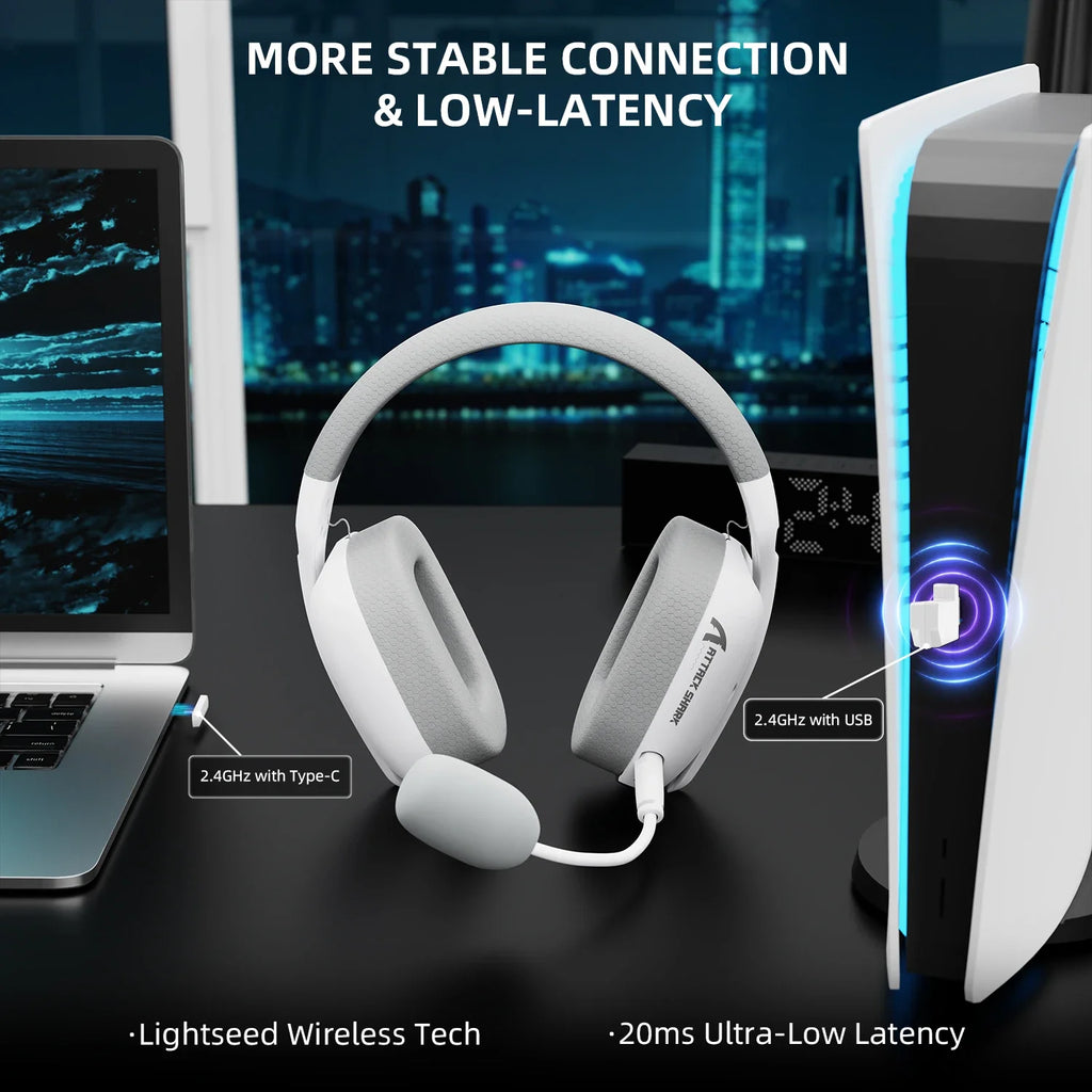 ATTACK SHARK L80PRO Wireless Gaming Headset – 2.4G/BT/Wired, Ultra-Light, 40mm Drivers