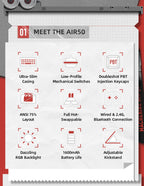 MACHENIKE AIR50 Low-Profile Mechanical Keyboard – 75% Layout, Hot-Swap, RGB Backlit, Tri-Mode, Productivity Keyboard for Laptop & PC