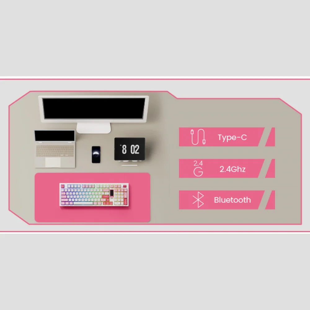 Akko 5098B Prunus Lannesiana Mechanical Keyboard – 96 Keys, Wireless, TFT Screen & Vertical Knob, Hot-Swap, RGB, Gasket Mount