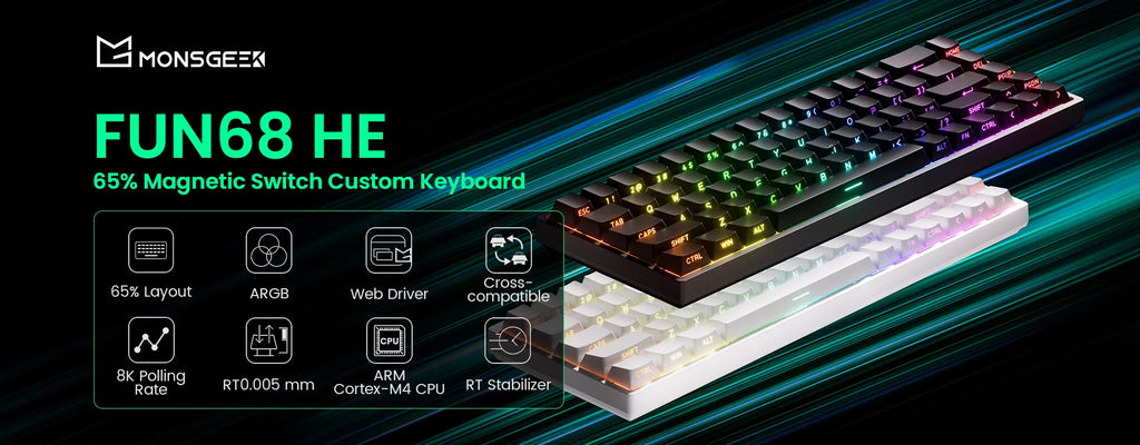 Akko MonsGeek FUN68 / FUN60 PRO & MAX HE Magnetic Keyboards – 60% / 65%, Rapid Trigger, 8K, Custom Esports Gaming Keyboard