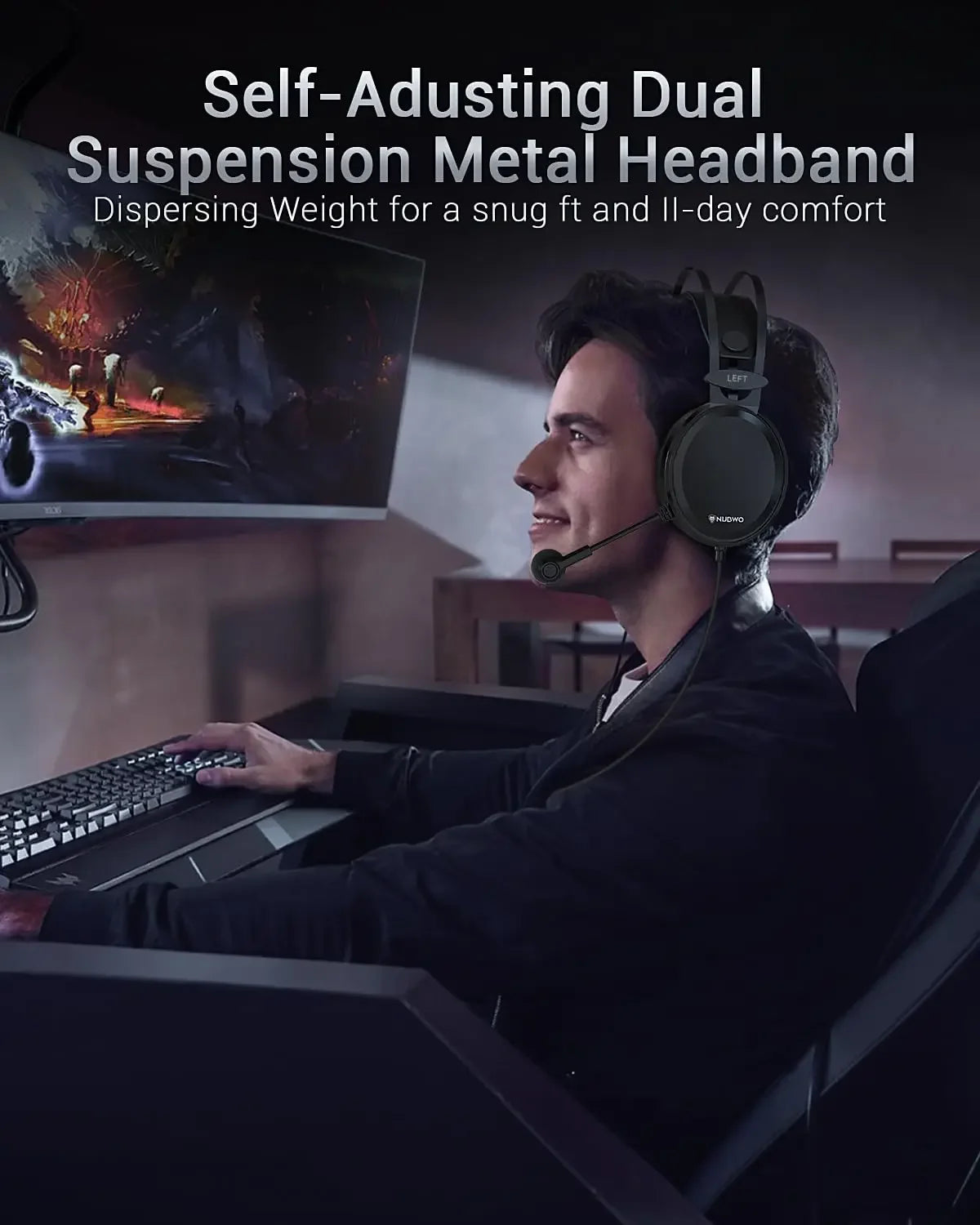 NUBWO Wired Gaming Headset – Stereo Sound, Noise-Canceling Mic, for PS4/Xbox One/PC