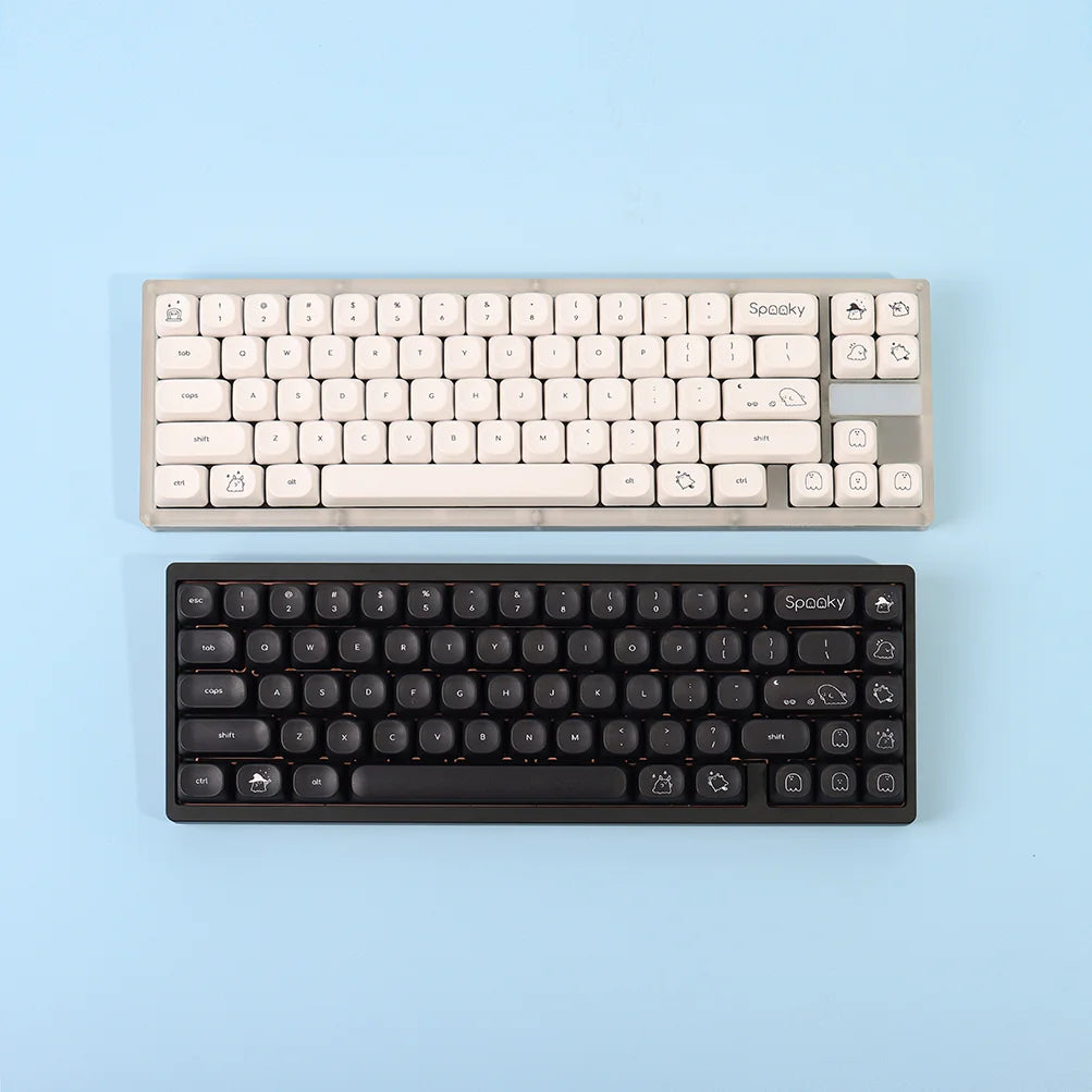 K124 Keycaps Small Font – Black & White PBT, Five-Sided Hot Sublimation, MOA Profile, Thickened 1.8mm, Mechanical Keyboard Keycaps (Wooting Compatible)
