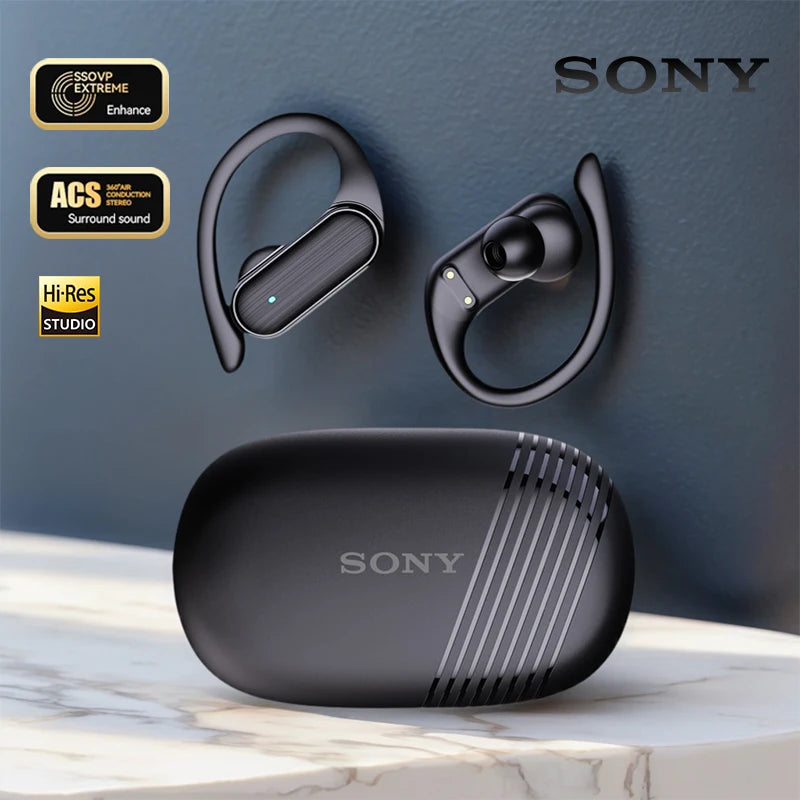 Original Sony A520 Wireless Business Ear-Hook Headphones | Hi-Fi Bass Noise-Cancelling Sport & Gaming Earbuds with Microphone