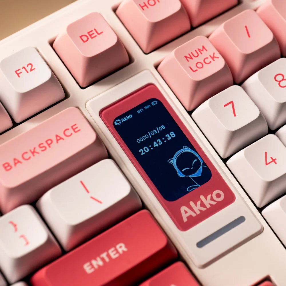 Akko 5098B Prunus Lannesiana Mechanical Keyboard – 96 Keys, Wireless, TFT Screen & Vertical Knob, Hot-Swap, RGB, Gasket Mount