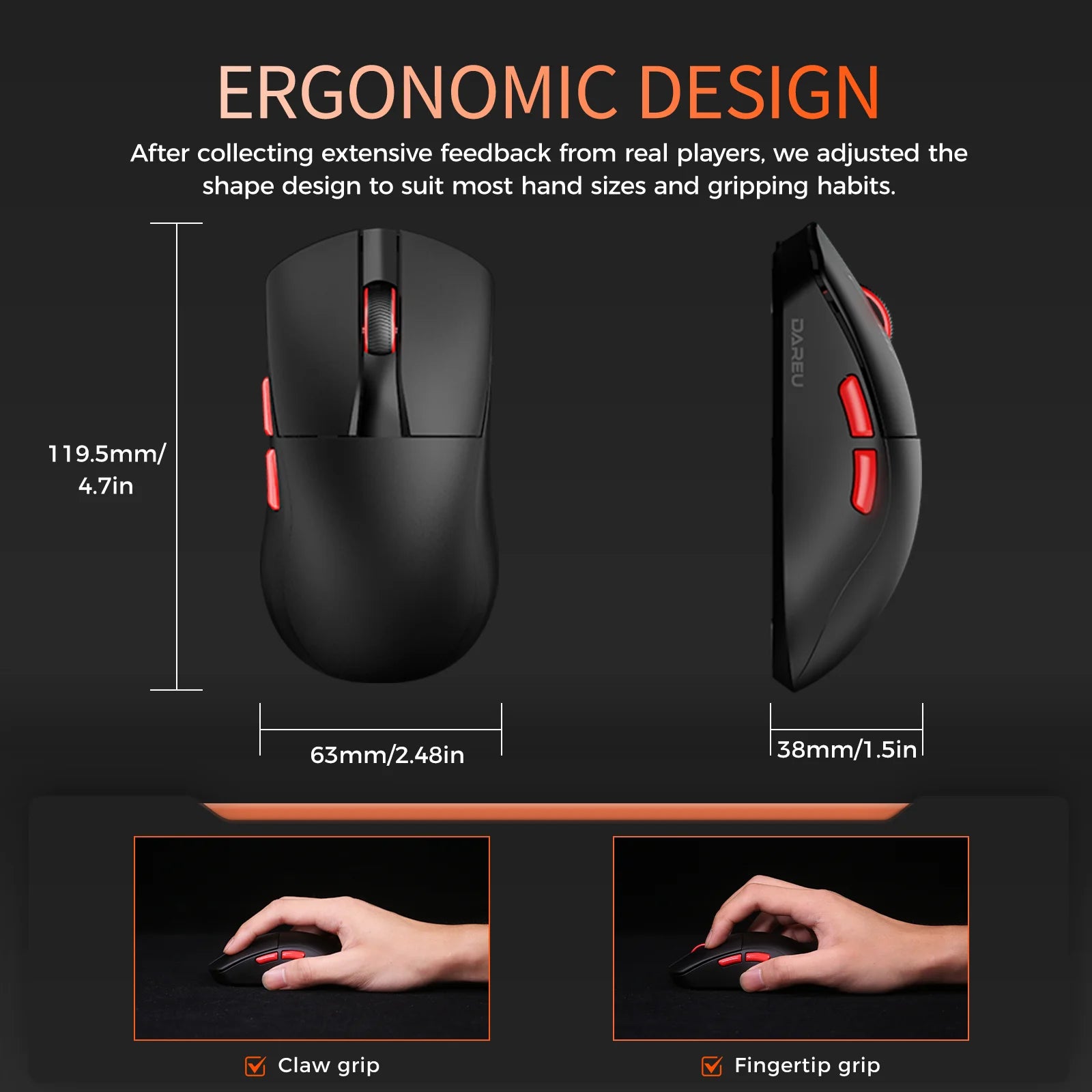 DAREU Dual-Mode Gaming Mouse – 8KHz Polling, 2.4G Wireless & Wired, 35g Lightweight, 30,000 DPI, AIM-750 Sensor