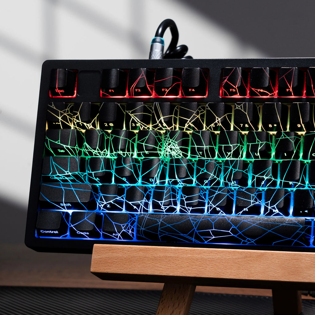 XVX Spider Web Keycaps – OEM Profile, Shine-Through IMD-Tech Keycap Set, 118 Keys, Black Backlight (Keycaps Only)
