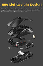 DAREU Tri-Mode Gaming Mouse – Bluetooth / Wired / 2.4G, Charging Base, KBS Buttons, for Laptop & PC Gamers