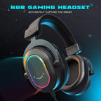 FIFINE RGB Gaming Headset with Mic – 7.1 Surround Sound, Over-Ear, 3 EQ Modes for PC/PS4/PS5