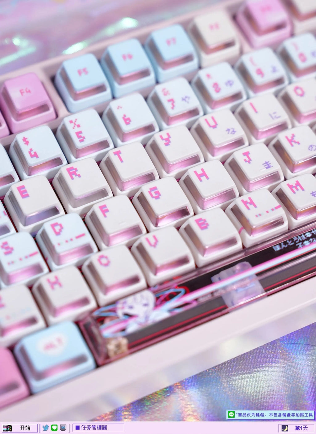 Anime NEEDY Girl Overdose Keycaps – Cute PBT + PC Translucent, Cherry Profile, Custom Keycaps for Mechanical Keyboard Gaming Gifts