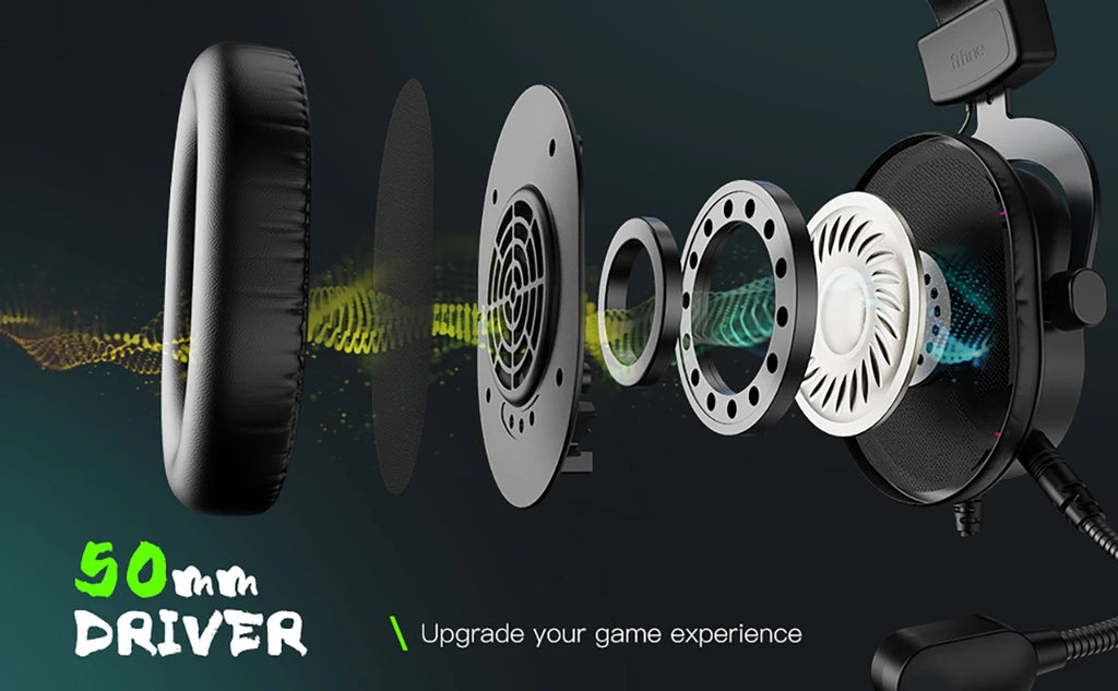 FIFINE RGB Gaming Headset with Mic – 7.1 Surround Sound, Over-Ear, 3 EQ Modes for PC/PS4/PS5