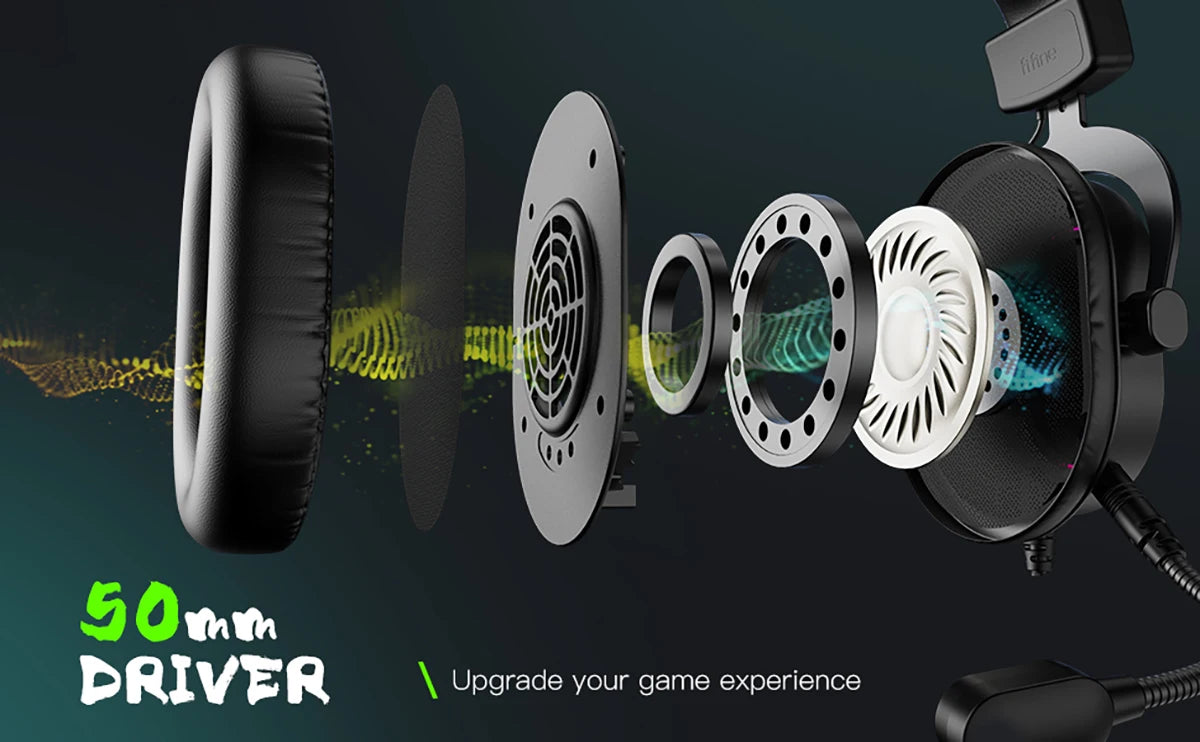 FIFINE RGB Gaming Headset with Mic – 7.1 Surround Sound, Over-Ear, 3 EQ Modes for PC/PS4/PS5