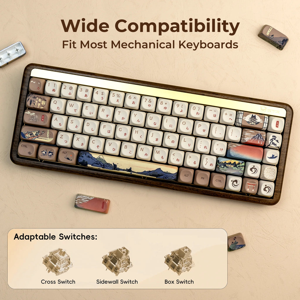 XVX Gradient MOA Keycaps – Japanese Characters, Dye-Sublimation Keycaps for Cherry MX 60/68/75/87/100-Key Keyboards