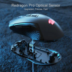 Redragon M693 LIT Wireless Gaming Mouse – 12,800 DPI, 3-Mode Connection (Bluetooth & 2.4G), 7 Macro Buttons