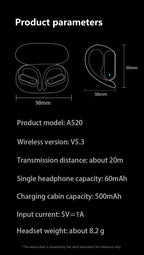 Original Sony A520 Wireless Business Ear-Hook Headphones | Hi-Fi Bass Noise-Cancelling Sport & Gaming Earbuds with Microphone