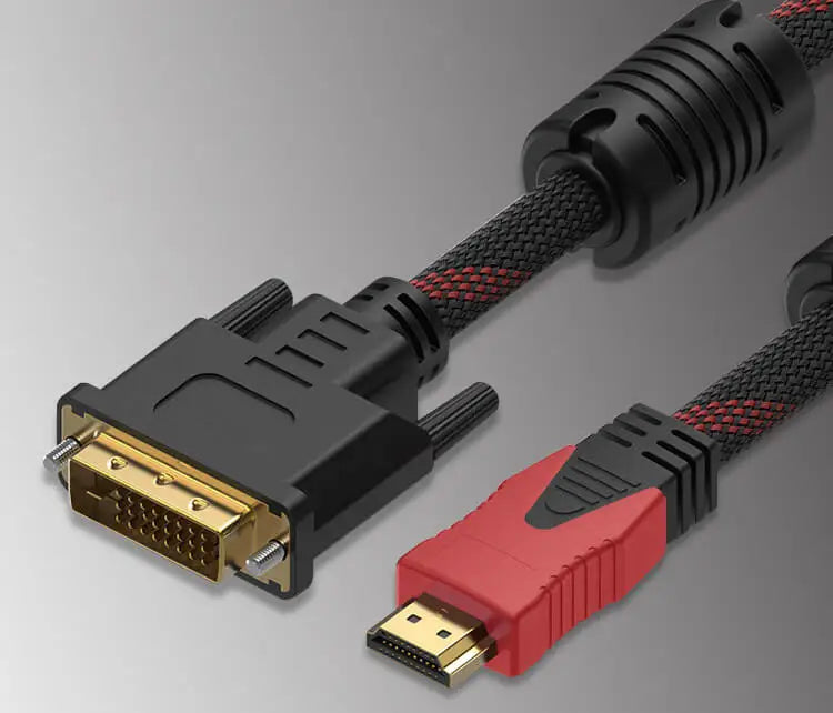 HDMI to DVI Cable – Braided 24+1 to 24+5, 1080P HD Video Connection for Computer, Monitor, TV & Projector