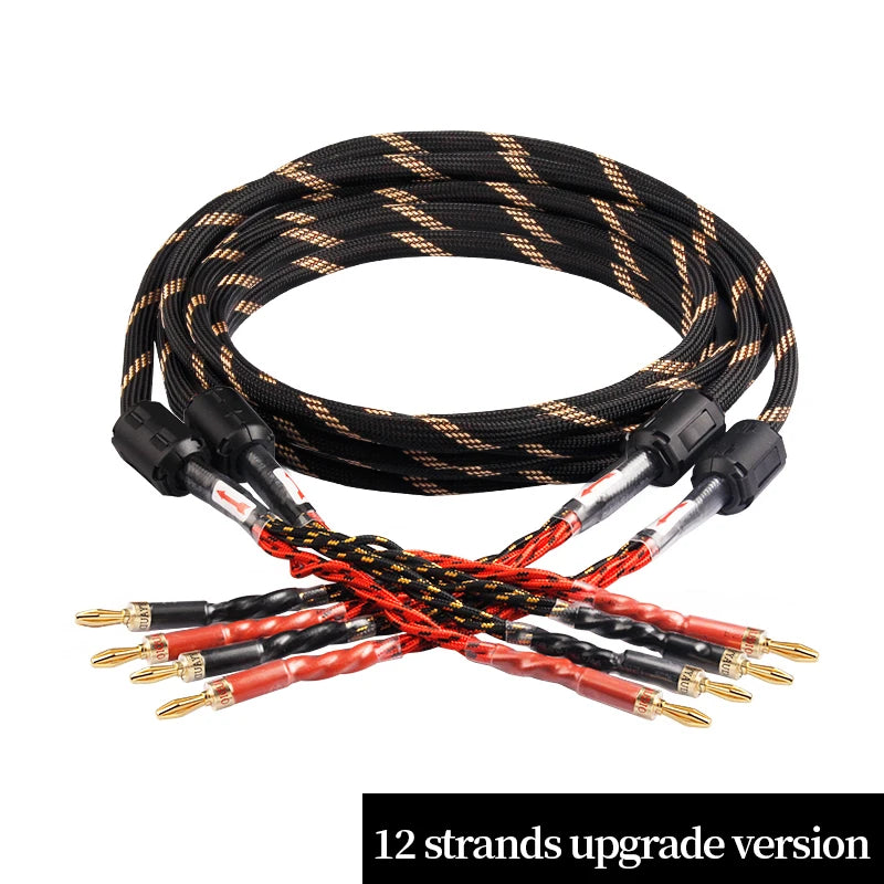 YYAUDIO One Pair of Hi-Fi Speaker Cables – High-End OCC Speaker Cable for Hi-Fi Audio Systems, Banana Plug Speaker Cable