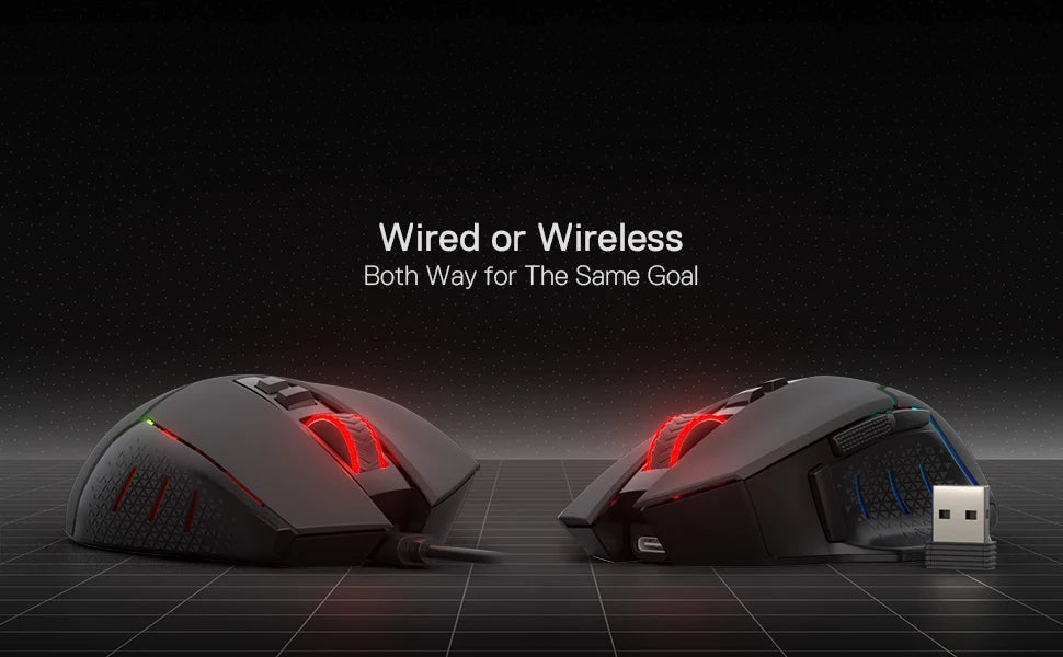 Redragon M690 PRO Wireless Gaming Mouse – 8,000 DPI, Wired Option, 8 Macro Buttons with Rapid Fire Key, PC/Mac/Laptop, Black/White