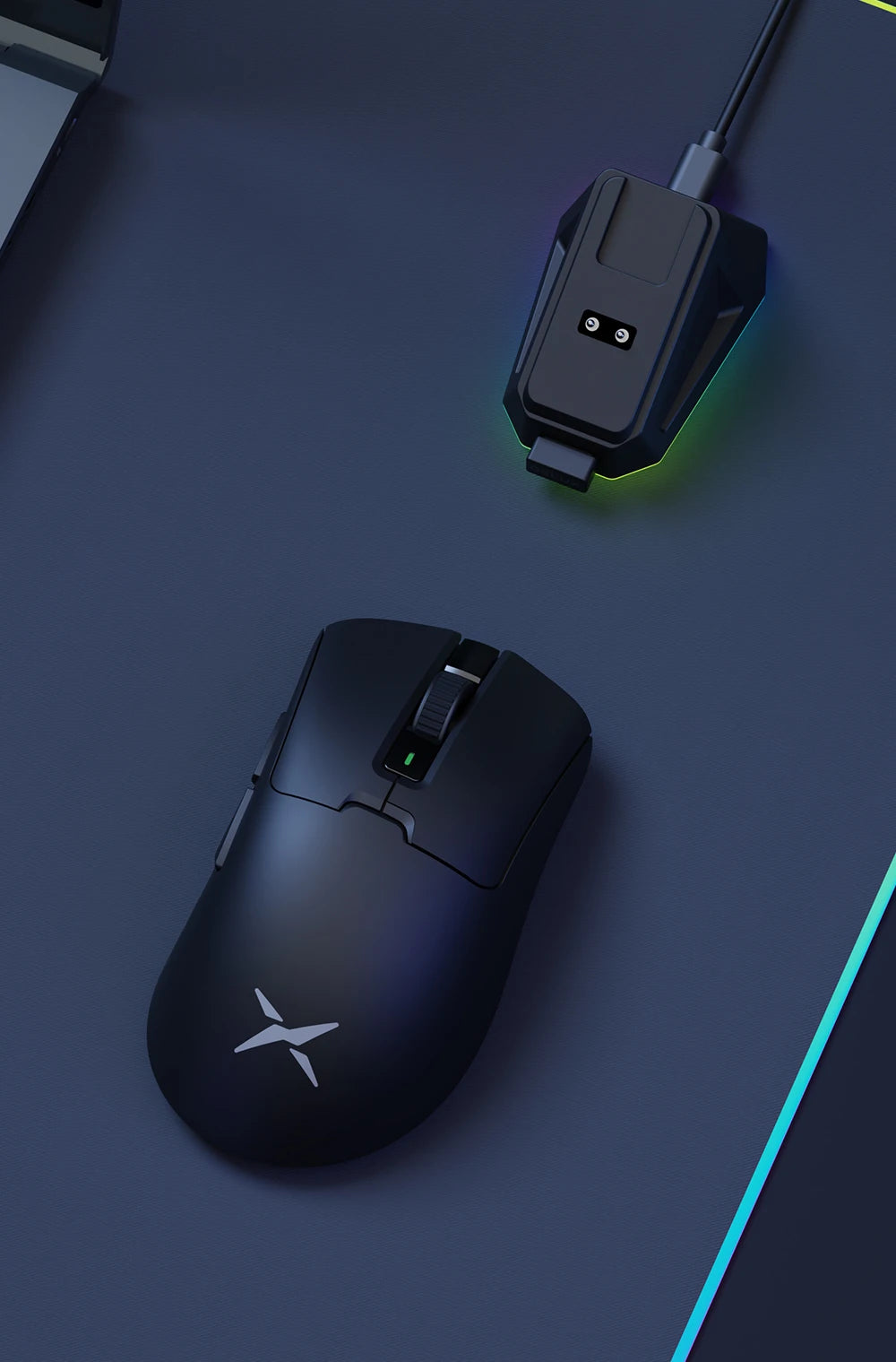 Delux M900 PRO Wireless Gaming Mouse – Ergonomic Design, 8K Polling Rate, PAW3395 Sensor, 63g Lightweight, Magnetic RGB Charging Dock, for Right Large Hands