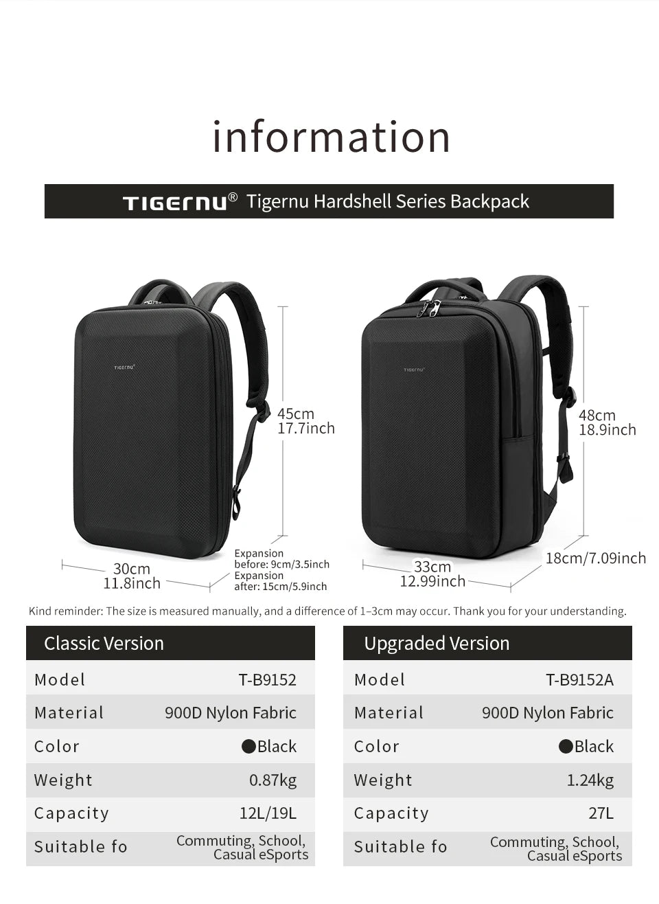 Tigernu Men's 15.6-17 Inch Laptop Backpack - Slim Anti-Theft Travel Backpack for School & Business