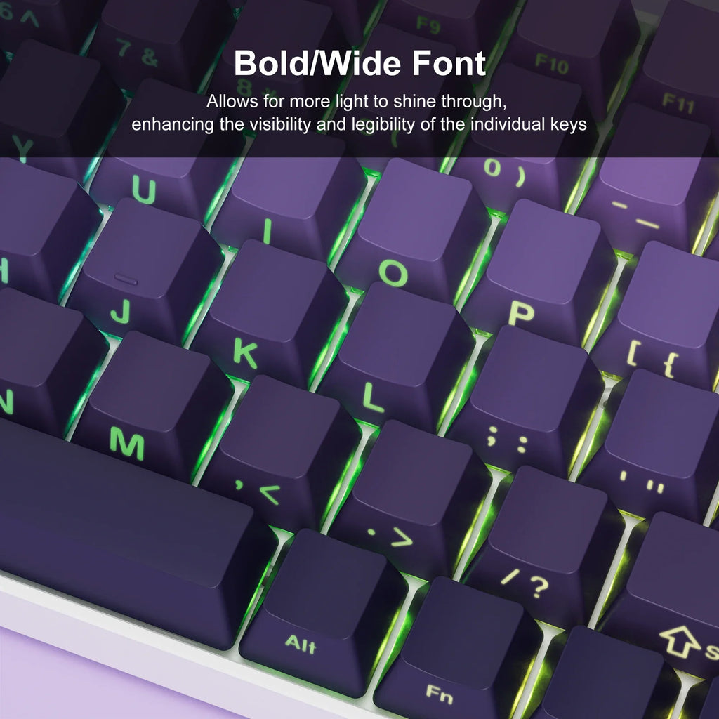 136 Keys Side-Printed PBT Keycaps – Gradient Purple, Double-Shot Shine-Through, OEM Profile, for Gateron MX Switches
