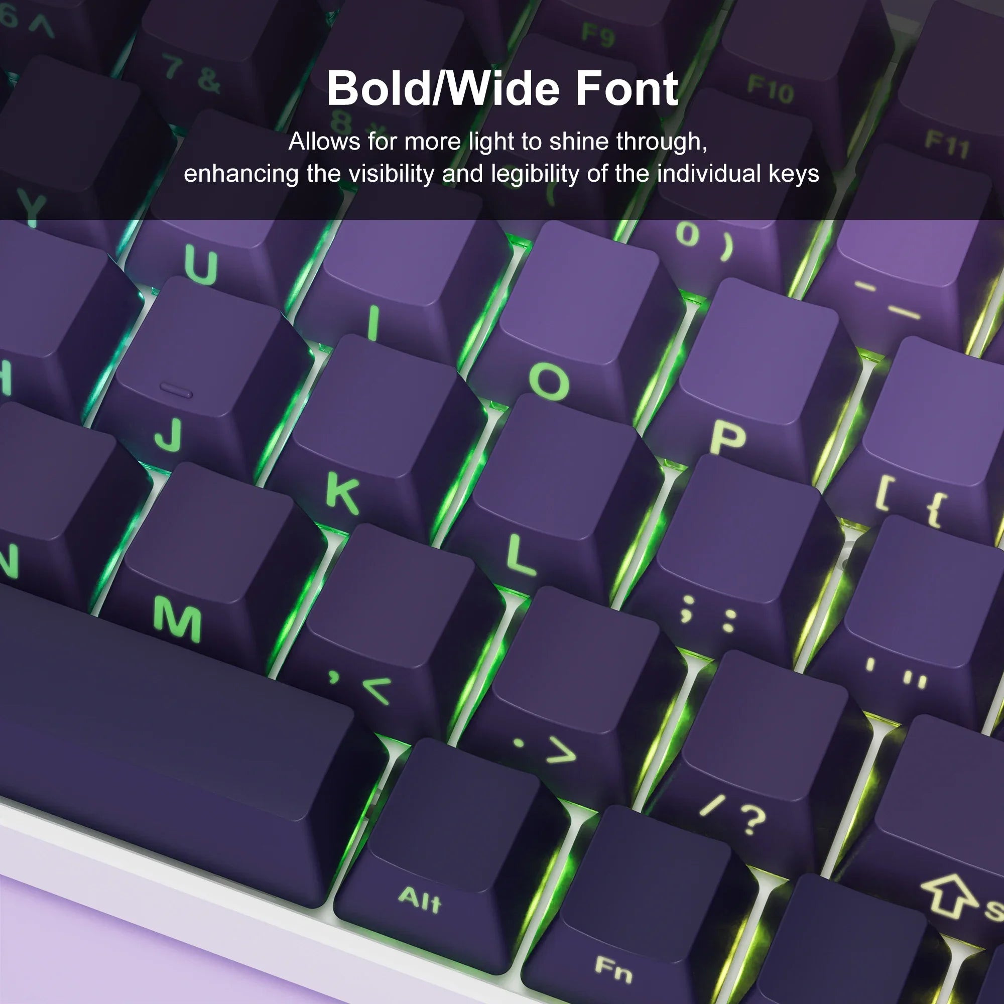 136 Keys Side-Printed PBT Keycaps – Gradient Purple, Double-Shot Shine-Through, OEM Profile, for Gateron MX Switches