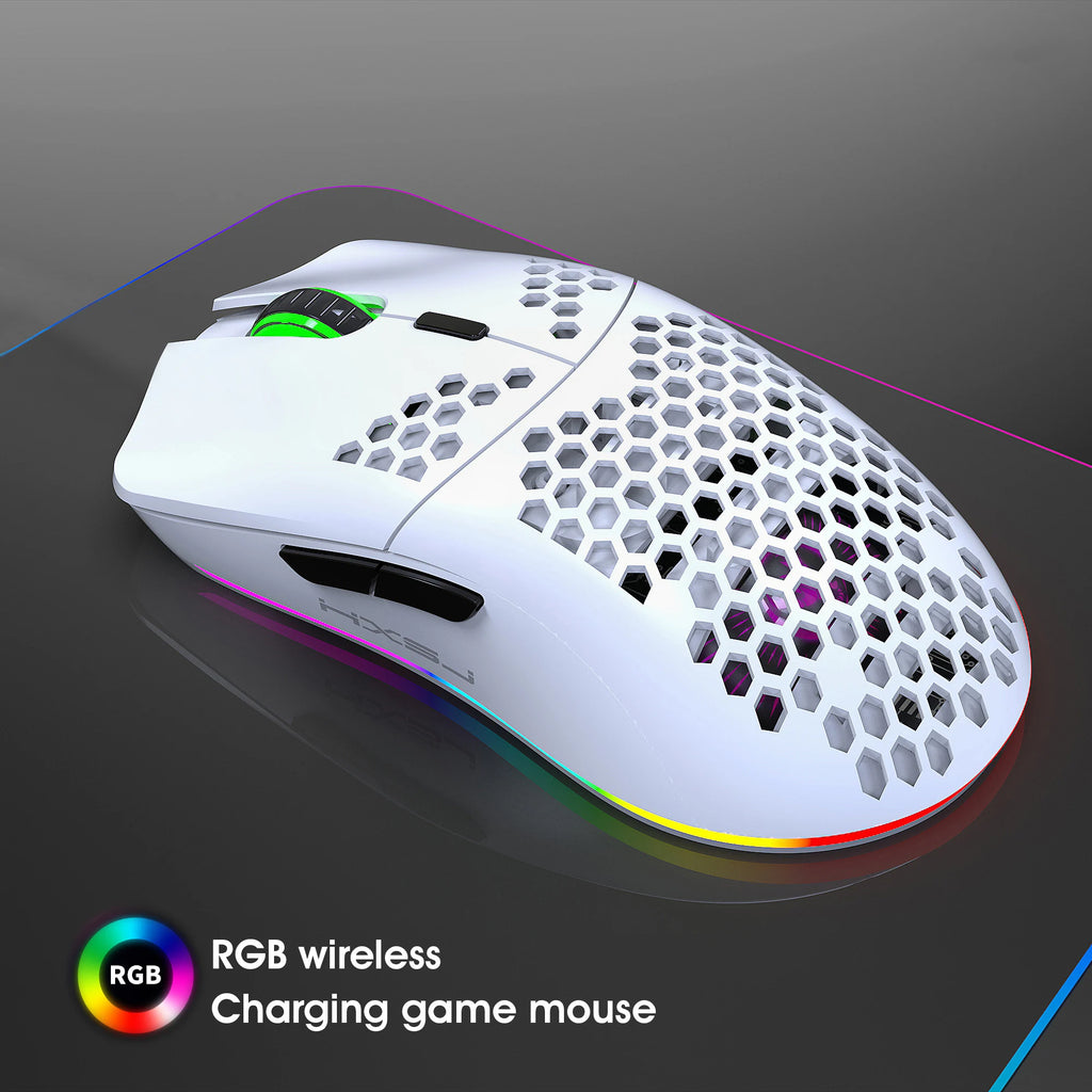 RGB Ultralight Honeycomb Wireless Gaming Mouse – 2.4G Wireless, Charging Support, 3,600 DPI, 6-Button Design, for Laptop & PC Gamers