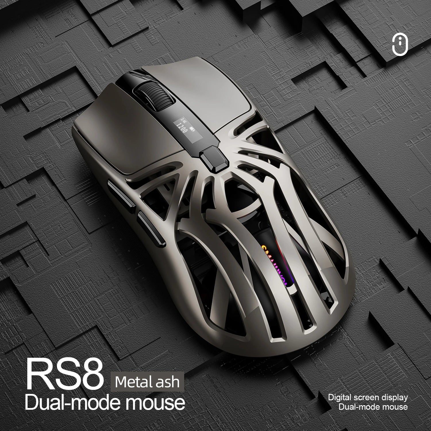 SMAILWOLF RS8 Tri-Mode Gaming Mouse – Bluetooth / 2.4G / Wired, 10,000 DPI, 1,000Hz Polling Rate, Lightweight, Macro Support