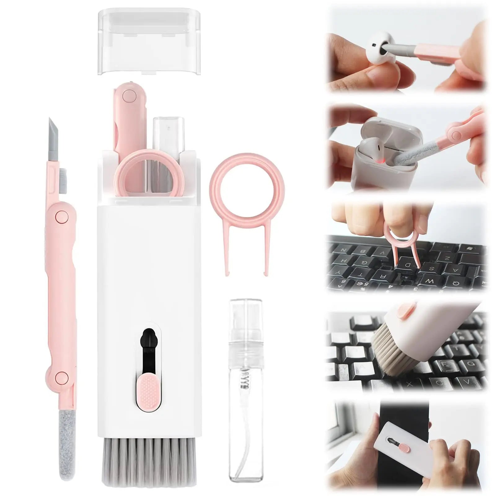 5 in 1 Keyboard Cleaning Brush Kit Keycap Puller Earbuds Cleaner for Airpods Pro 1 2 3 Bluetooth Earphones Case Cleaning Tools