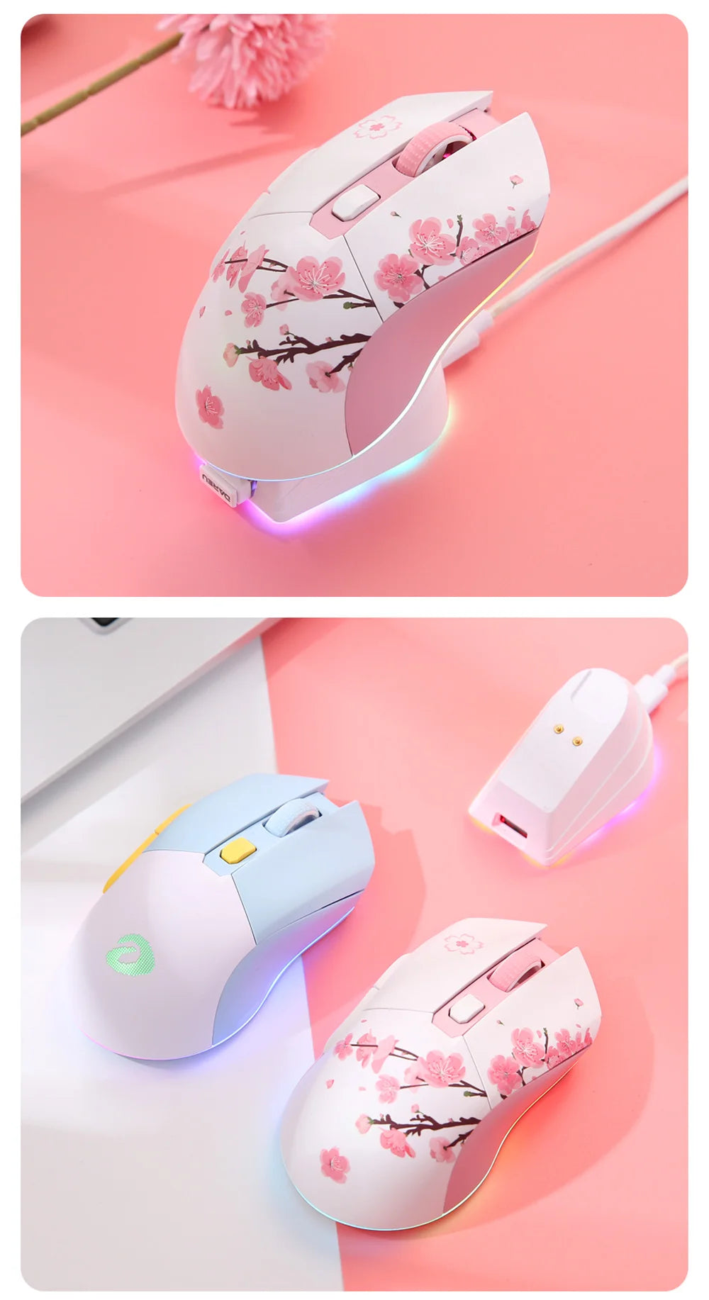 DAREU Dual-Mode Gaming Mouse – 2.4G Wireless & Wired, RGB, 930mAh Rechargeable Battery, Macro Programmable, for PC & Laptop