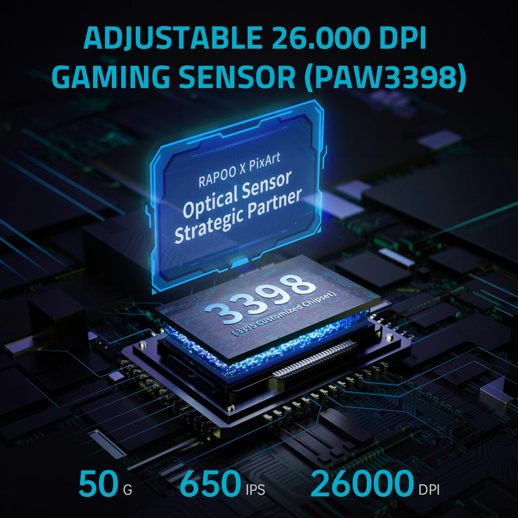 Rapoo VT3Pro GEN-1 Wireless Gaming Mouse – 59g Lightweight, 8KHz Polling Rate, 26,000 DPI, 9 Programmable Buttons