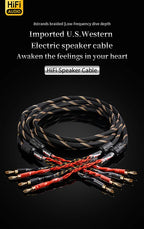 YYAUDIO One Pair of Hi-Fi Speaker Cables – High-End OCC Speaker Cable for Hi-Fi Audio Systems, Banana Plug Speaker Cable