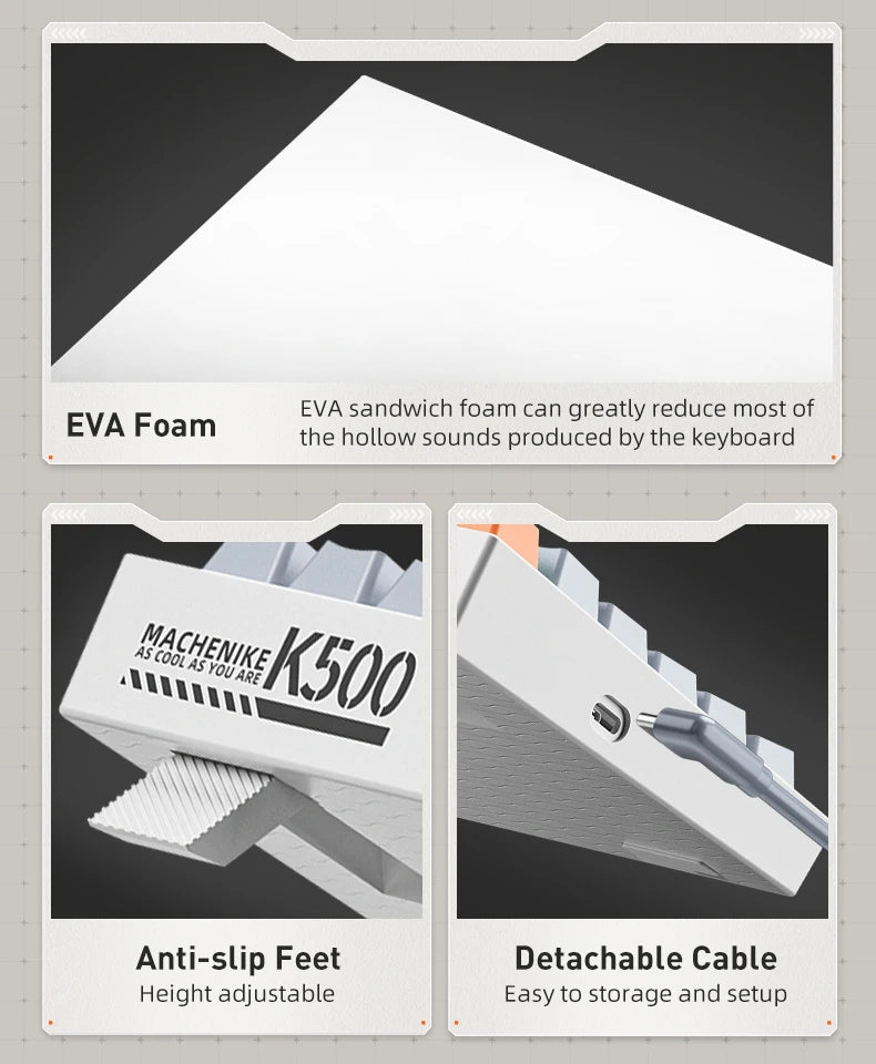 Machenike K500A-B84 Mechanical Keyboard – 75% TKL, 84 Keys, Hot-Swappable, Wired Gaming Keyboard, 6-Color Backlight