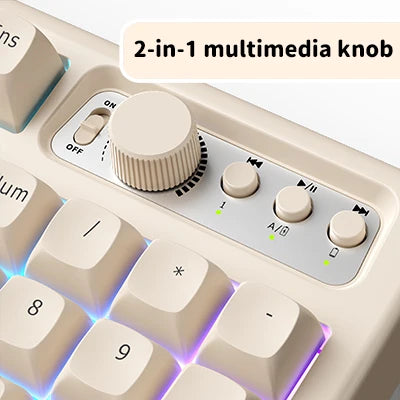 EWEADN V97 Cute Creamy Keyboard – Wireless Gaming Keyboard with Bluetooth & 2.4GHz, RGB Backlit, Rechargeable, Quiet Typing, for PC Gamers