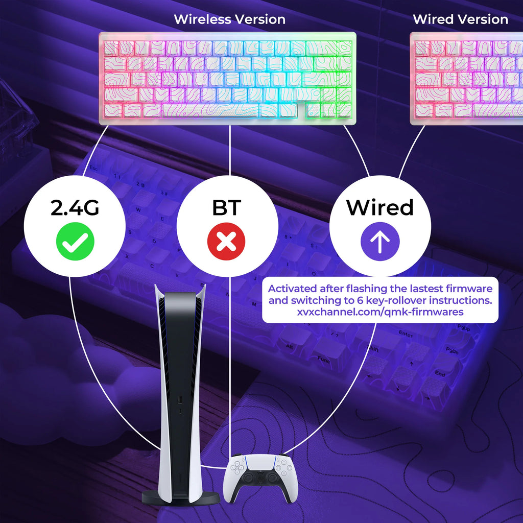 XVX M67 JadeStone Mechanical Keyboard – 65% Layout, IMD-Tech Keycaps, Hot-Swappable, Gasket Mount, Tri-Mode Wireless, Custom RGB