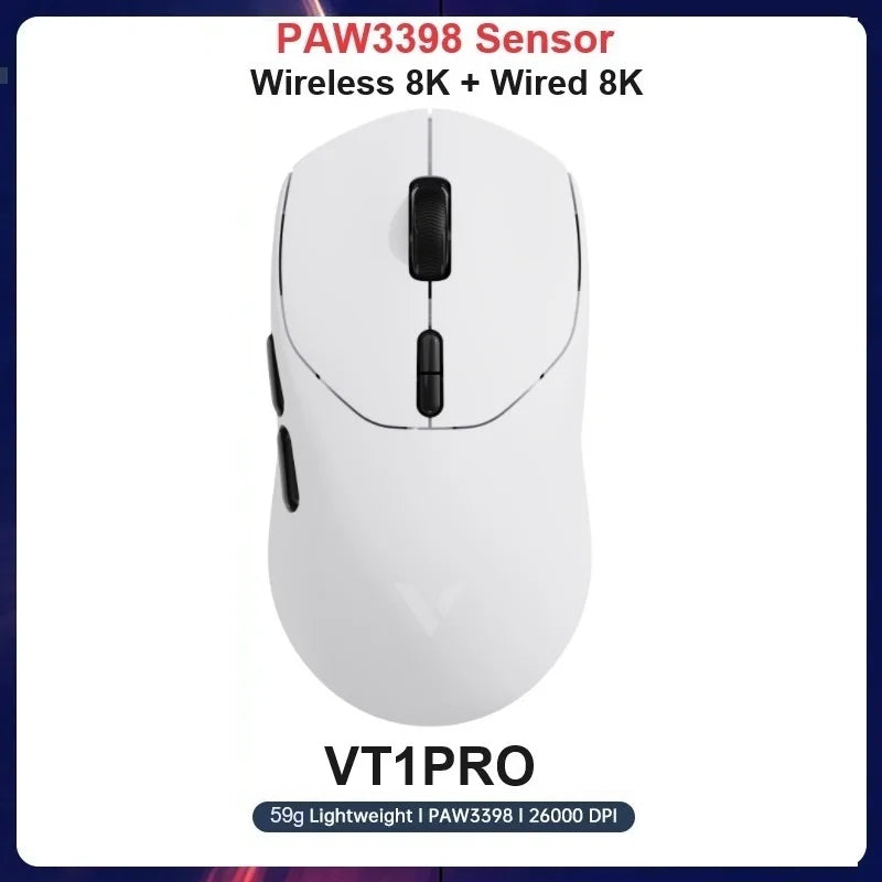 Rapoo VT1 PRO / VT1 PRO MAX Wireless Gaming Mouse – 8KHz Polling Rate, 26,000 DPI, Optical Sensor, for Small & Medium Hands
