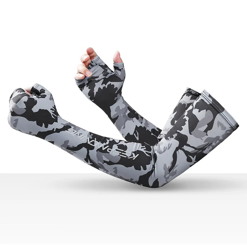 Camouflage Gaming Arm Sleeves for Men & Women – Ice Silk Cooling Fabric, Sweat-Wicking, Anti-Slip Fit for FPS & Competitive Gaming